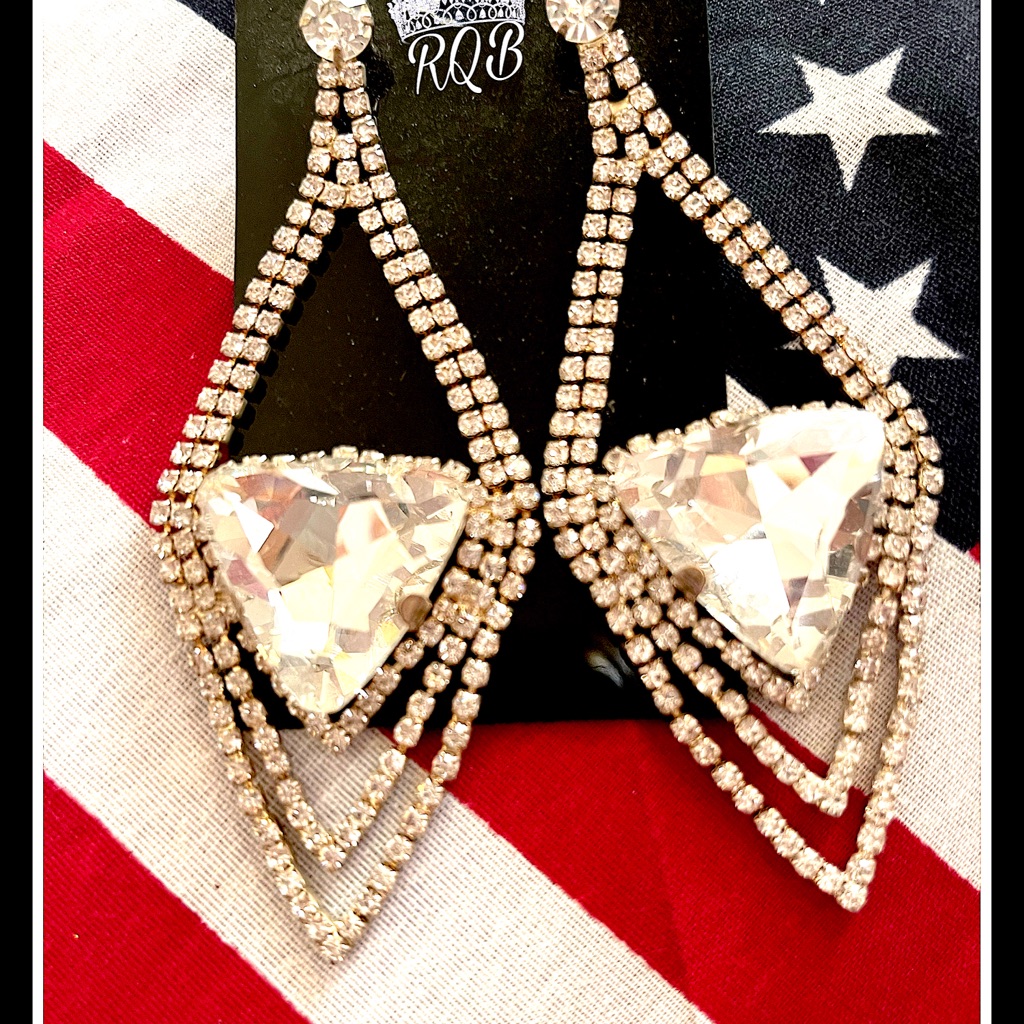 Geometric Design Crystal Pageant Earrings